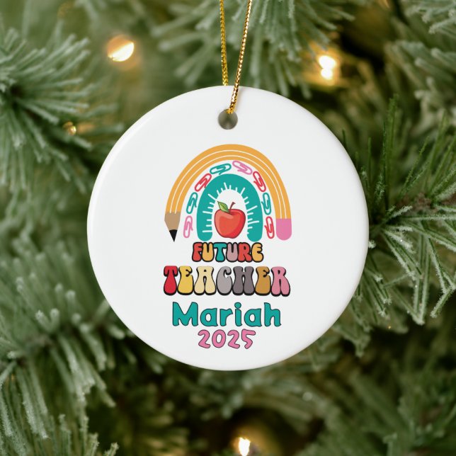 Ornamento De Cerâmica Personalized Future Teacher Christmas Ornament (Árvore)
