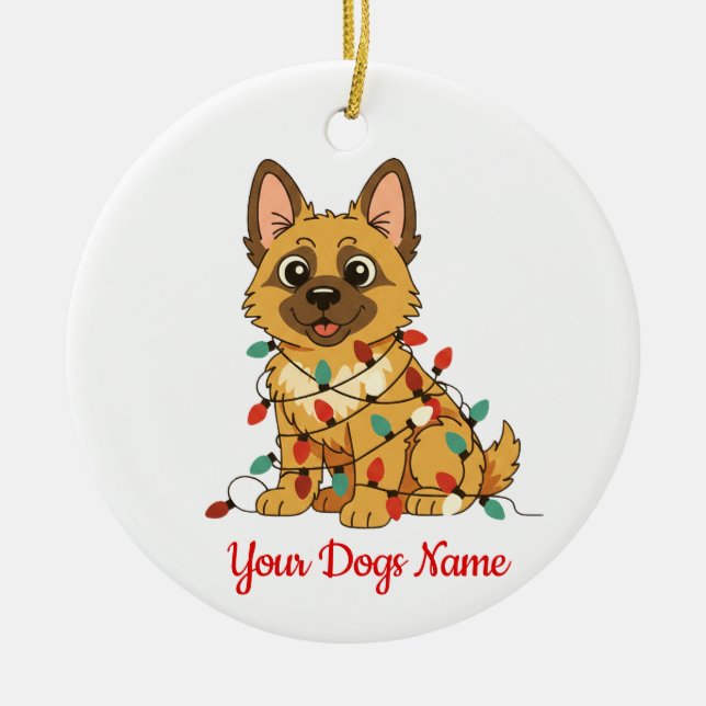 Ornamento De Cerâmica Personalized German Shepard Christmas Ornament (Frente)