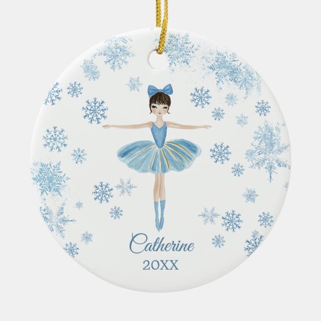 Ornamento De Cerâmica Personalized Girl Ballet Nutcracker Birthday  (Frente)