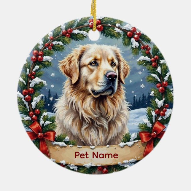 Ornamento De Cerâmica Personalized Great Pyrenees Christmas (Traseira)