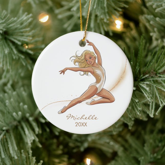 Ornamento De Cerâmica Personalized Gymnast gymnastics Girl Christmas  (Árvore)