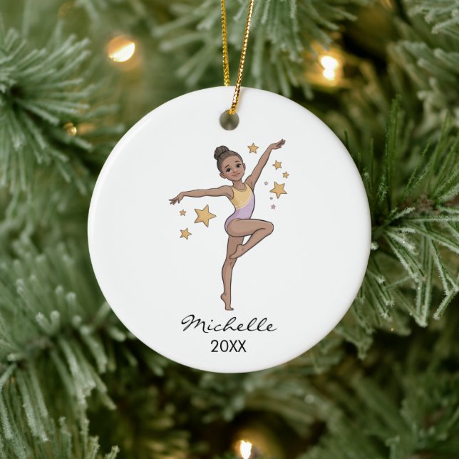 Ornamento De Cerâmica  Personalized Gymnast gymnastics Girl Christmas  (Árvore)