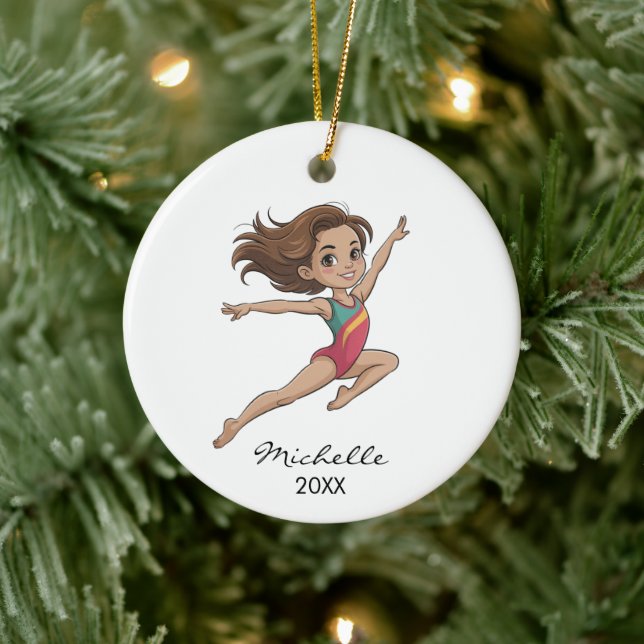 Ornamento De Cerâmica  Personalized Gymnast gymnastics Girl Christmas  (Árvore)