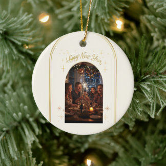 Ornamento De Cerâmica Personalized Happy New Year Greeting with my Photo