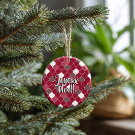 Ornamento De Cerâmica Personalized Holiday Quatrefoil Christmas