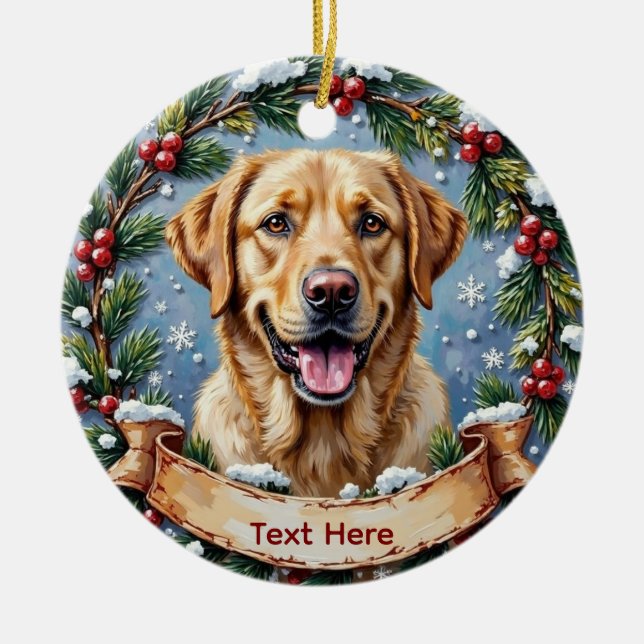 Ornamento De Cerâmica Personalized Labrador Retriever Christmas (Frente)