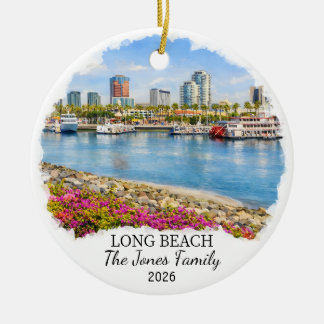 Ornamento De Cerâmica Personalized Long Beach Ornament Custom California