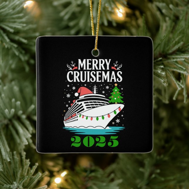 Ornamento De Cerâmica Personalized Merry Cruisemas Cruise Ship Family  (Árvore)