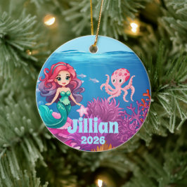 Ornamento De Cerâmica Personalized Name Mermaid Child Ornament