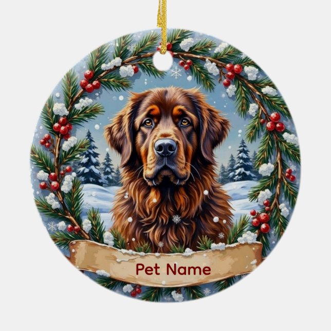Ornamento De Cerâmica Personalized Newfoundland Christmas (Traseira)