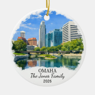 Ornamento De Cerâmica Personalized Omaha Ornament, Custom Nebraska