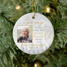 Ornamento De Cerâmica Personalized On Angels Wings Photo Ornament
