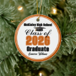 Ornamento De Cerâmica Personalized Orange Class of 2026 Graduation Photo<br><div class="desc">Customize your own orange high school Class of 2026 graduate photo Christmas ornament for a high school or college graduation. Cool varsity letters for the year on a great custom commemorative keepsake for seniors.</div>