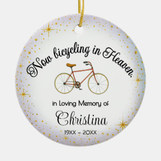 Ornamento De Cerâmica Personalized Ornament | Bicyclist "In Memory"