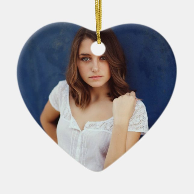 Ornamento De Cerâmica Personalized Ornament with Photo & Custom Message (Frente)