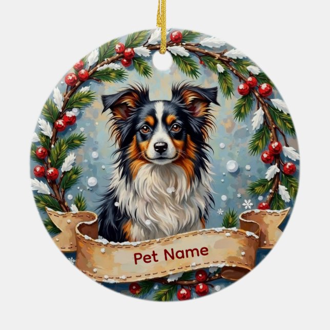 Ornamento De Cerâmica Personalized Papillon Christmas (Traseira)