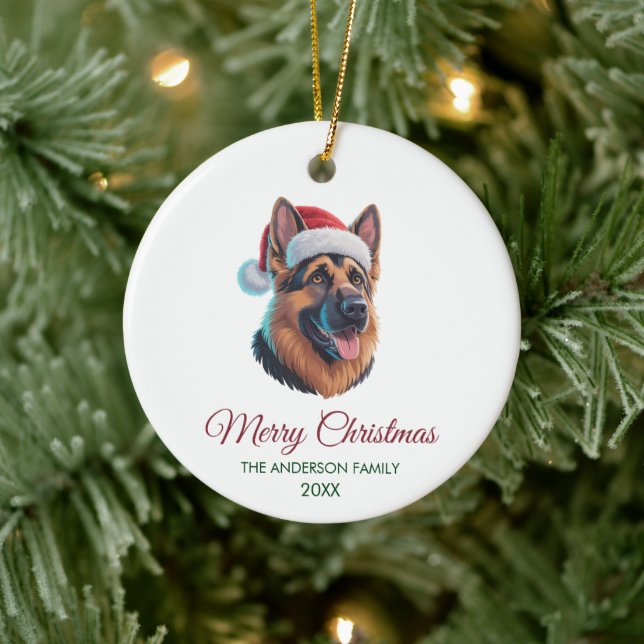 Ornamento De Cerâmica Personalized Pet German Shepherd Christmas  (Árvore)