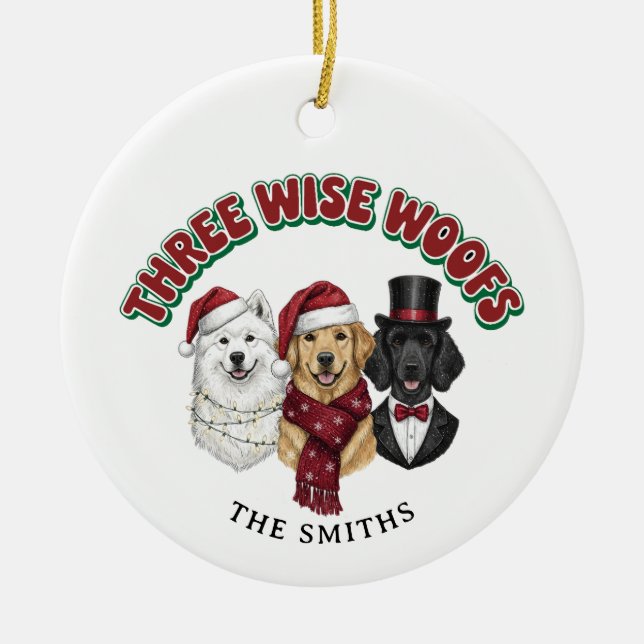 Ornamento De Cerâmica Personalized Photo Funny Dog Christmas Ornament (Frente)