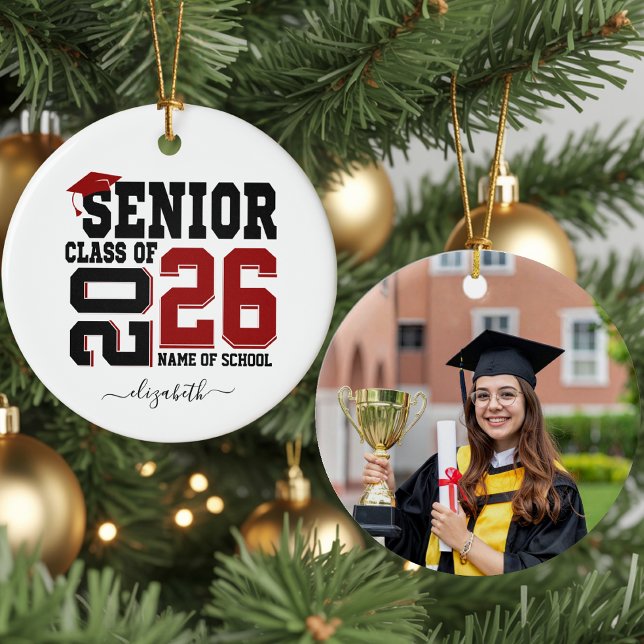 Ornamento De Cerâmica Personalized Photo Senior Year Graduation  (Criador carregado)