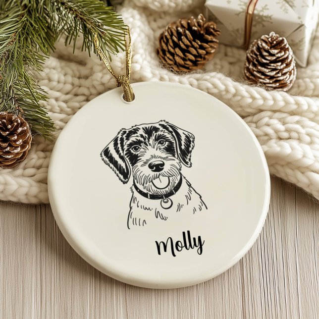 Ornamento De Cerâmica Personalized Pointer Dog Christmas (Criador carregado)