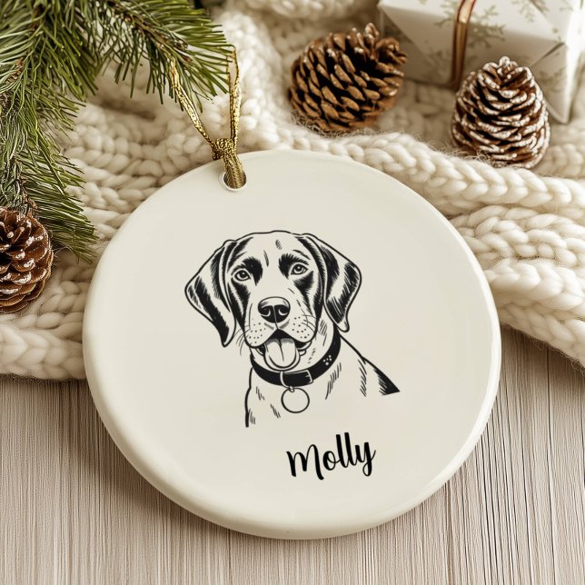 Ornamento De Cerâmica Personalized Pointer Dog Christmas (Criador carregado)