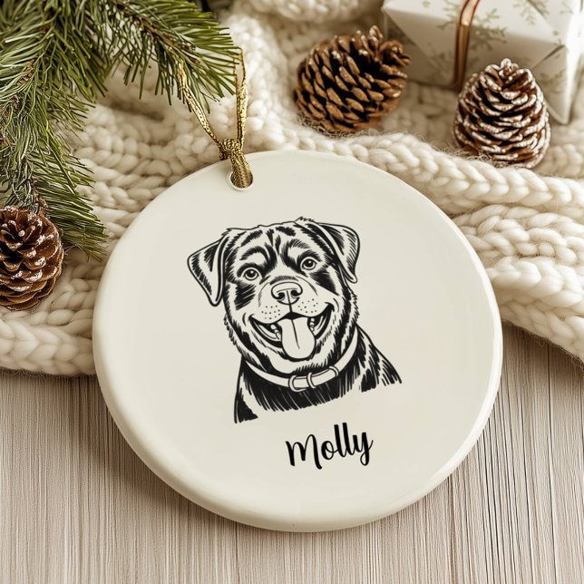 Ornamento De Cerâmica Personalized Rottweiler Dog Christmas (Criador carregado)