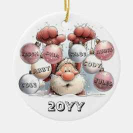 Ornamento De Cerâmica Personalized Santa in Snow Ceramic Ornament
