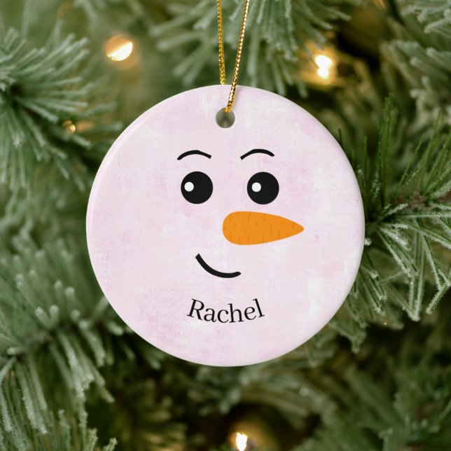 Ornamento De Cerâmica Personalized Snowman Name (Árvore)