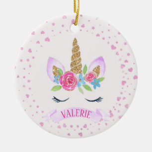 Ornamento De Cerâmica Personalized Unicorn Christmas Ornament For Girl