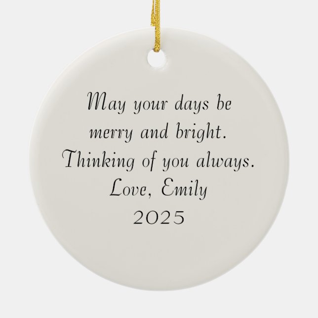 Ornamento De Cerâmica Personalized Watercolor Christmas (Traseira)