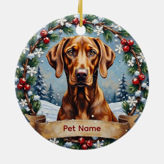 Ornamento De Cerâmica Personalized Weimaraner Christmas (Traseira)