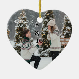 Ornamento De Cerâmica Personalized Winter Engagement Keepsake