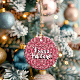 Ornamento De Cerâmica Personalized Winterberry Asanoha Happy Holidays