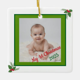 Ornamento De Cerâmica Personized Baby 1st Christmas Ornament