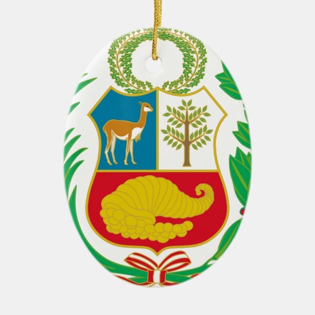 Ornamento De Cerâmica Peru - escudo Nacional (emblema nacional) (Frente)