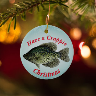 Ornamento De Cerâmica Pesca divertida "Tenha um Natal de Crappie"