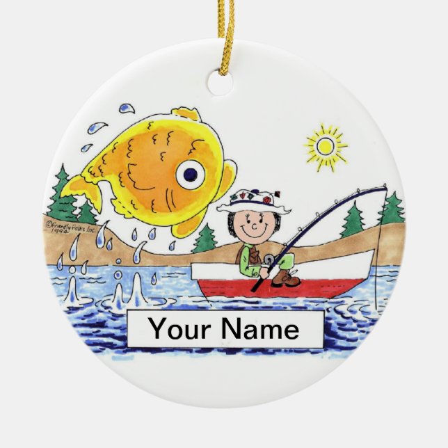 Ornamento De Cerâmica Pesca - Feminino (Frente)