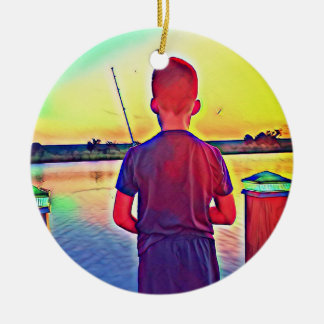 Ornamento De Cerâmica Pesca infantil