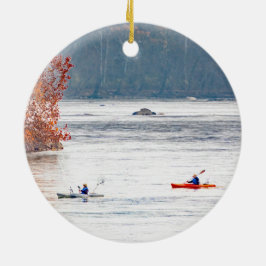 Ornamento De Cerâmica Pesca Kayak