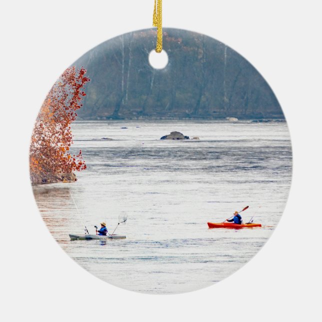 Ornamento De Cerâmica Pesca Kayak (Traseira)