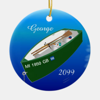 Ornamento De Cerâmica Pescador Pesca De Barco De Linha Personalizado