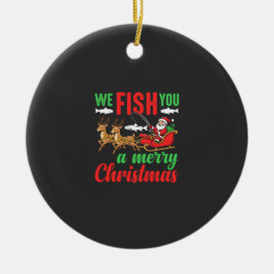 Ornamento De Cerâmica Pescaria de Natal Feliz Peixe Você
