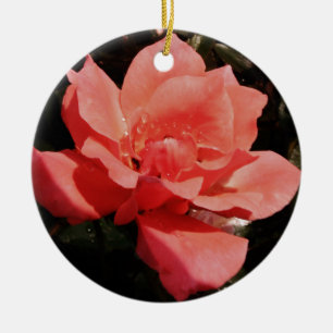 Ornamento De Cerâmica pêssego cor-de-rosa e dewdrops
