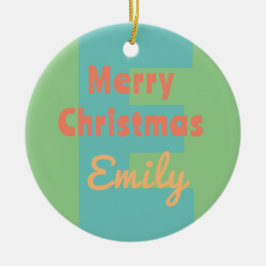 Ornamento De Cerâmica pêssego rosa moderno da minhoca monograma