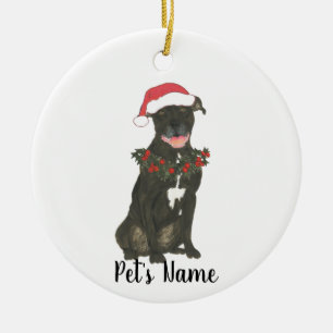 Ornamento De Cerâmica Pessoal Pitbull Personalizado (Preto)