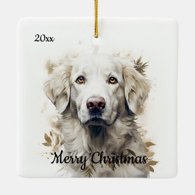 Ornamento De Cerâmica Pet de Cães com Pirenéus de Excelente de Natal Dat (Verso)