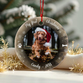 Ornamento De Cerâmica Pet De Cão Primeira Foto De Natal Impressão Animal