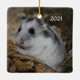 Ornamento De Cerâmica Pet de Hamster Branco de inverno