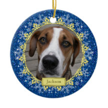 Pet Dog Memorial Blue Snowflake Foto Natal