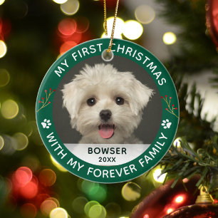 Ornamento De Cerâmica Pet Dog Minha Primeira Foto Personalizada De Natal